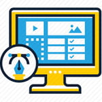 Graphic design setup indicating AI-assisted layout and design generation.
